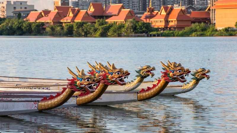 湖中的龙舟，中国 (© Zhonghui Bao/Getty Images)via Bing每日壁纸