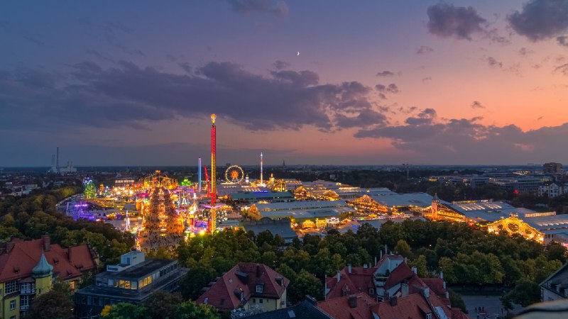 Oktoberfest in Munich at sunset (© AllesSuper21/iStock/Getty Images)source